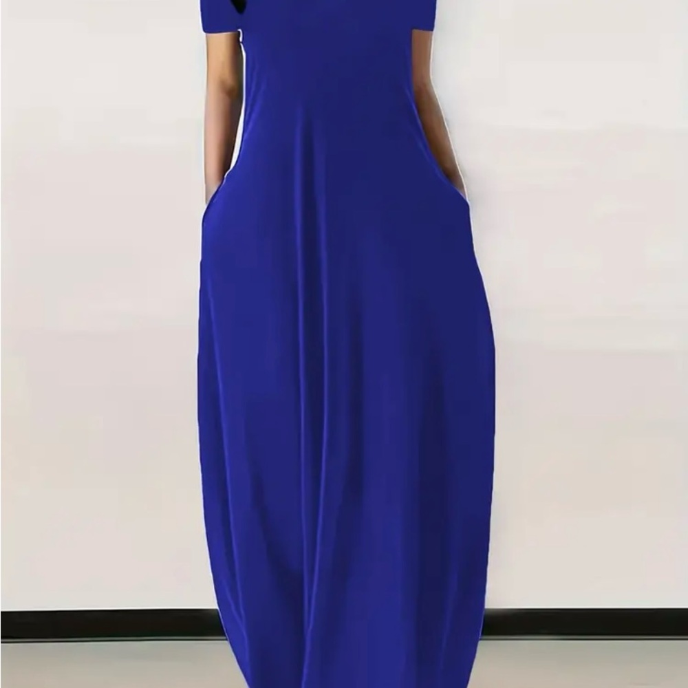 Plus Size Elegant Blue Maxi Dress